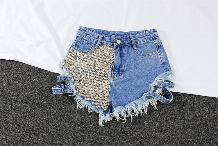 Shorts jeans com franjas Rivet shorts femininos com franjas street wear shorts femininos shorts femininos