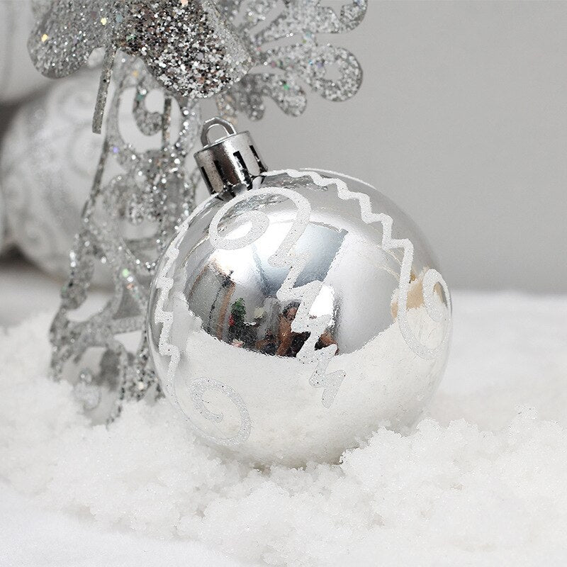 Conjunto de bola de natal em caixa para árvore de natal pendurada decoração 6 cm ouro branco bolas de enfeite de natal para festa em casa