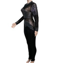 Sexy ver através de malha de strass bodycon macacão feminino verão Macacão de manga longa corpo festa de aniversário roupas de clube bodysuit