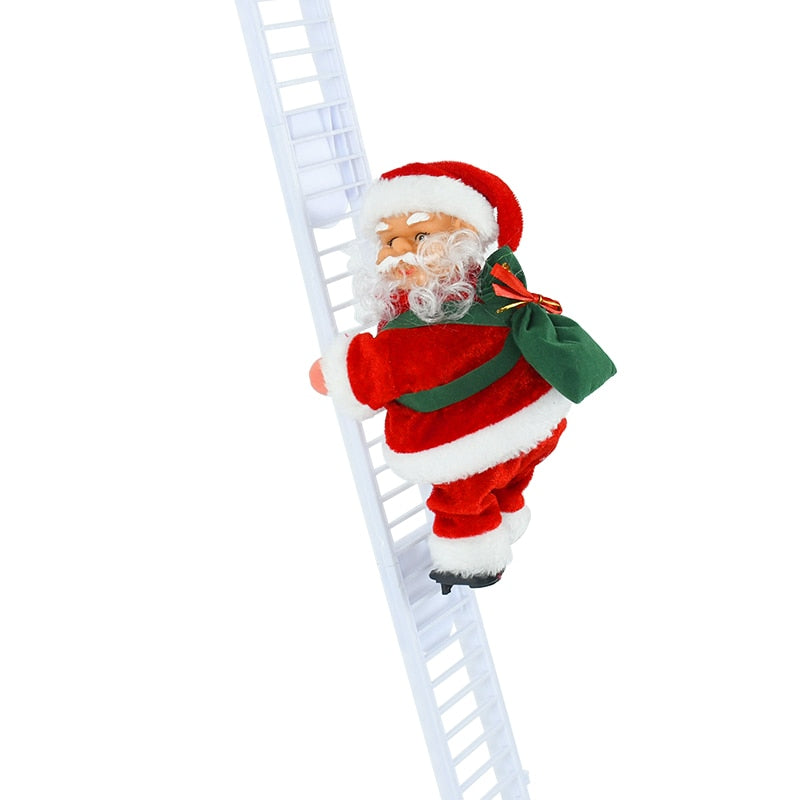 Boneca de Papai Noel escada de escalada elétrica com música infantil lembrancinhas para decoração de árvore de natal feliz natal enfeite de natal