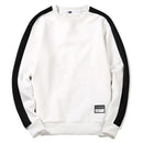 Moletons casuais soltos estilo masculino moda casual patchwork o-neck mangas compridas top blusa moletom com capuz , preto branco sólido masculino