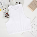 Crop Top Feminino Regata Esportiva Atletica Sem Costura Streetwear Elástico Rib-Malha Sem Manga Colete Yoga Camiseta Elástica Apertada para Academia