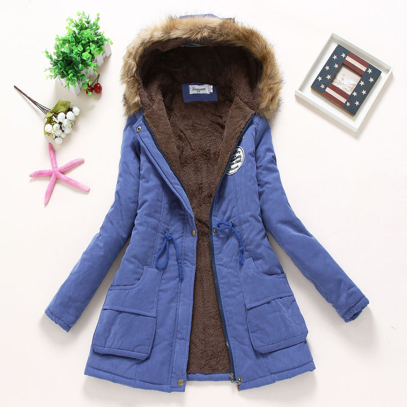 Parkas Longo Grosso Quente Jaqueta de Pele com Capuz Casacos &amp; Casacos jaqueta de inverno feminina parcas para casaco moda feminina