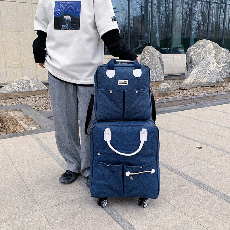 Bolsa com rodas Mochila feminina de viagem com rodinhas para carrinho de viagem Bolsa de embarque de grande capacidade Bolsa de viagem bagagem de viagem bolsa