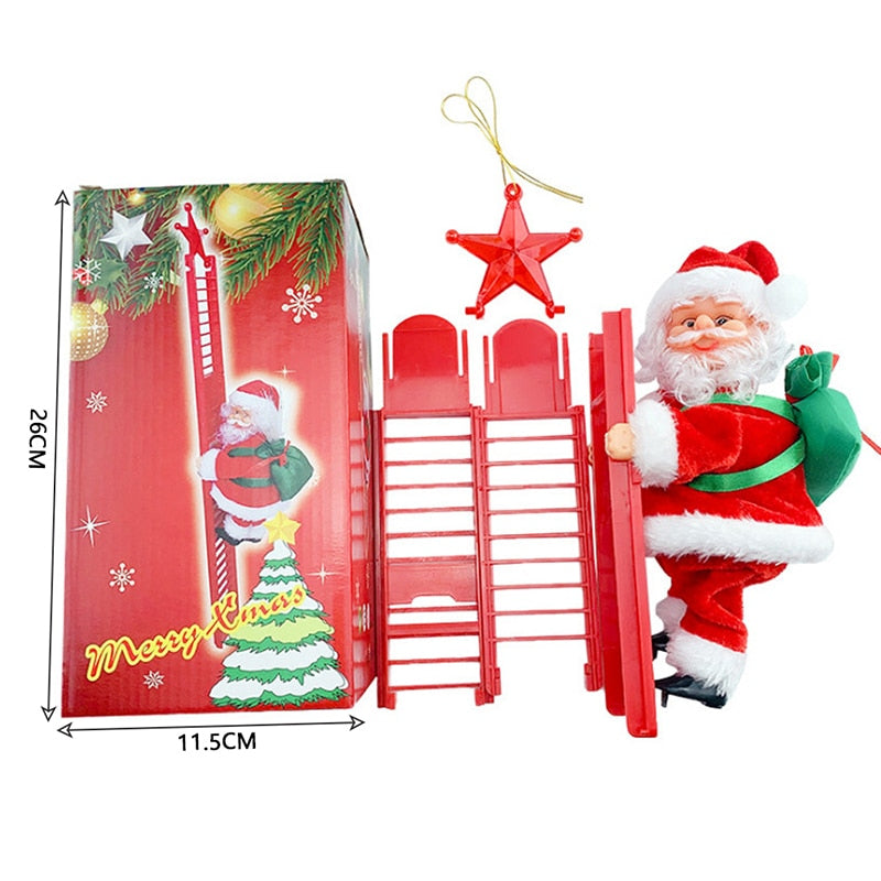 Escada Elétrica de Escalada Música Papai Noel Árvore de Natal Pendurada Decoração Ornamento de Natal Decoração para Casa Presente de Ano Novo