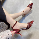 Sapatos Femininos Rimocy Moda Cristal Amarração Cruzada Sapatos Dedo pontiagudo Sapatos de Noiva Mulher Elegante Salto Fino Sapatos de Festa