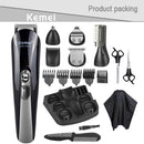 Kemei aparador de cabelo aparador elétrico kit de beleza multifuncional barbeador masculino aparador de barba máquina de corte sem fio visor LCD 5