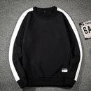 Moletons casuais soltos estilo masculino moda casual patchwork o-neck mangas compridas top blusa moletom com capuz , preto branco sólido masculino