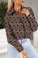 Blusa Casual com Estampa de Letra Feminina Moda Primavera Camisas de Manga Longa Para Mulheres 2023 Escritório Elegante Blusas de Botão Top Femme