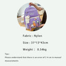 Novos conjuntos de 4 peças femininas bolsas de ensino médio de náilon kawaii mochila feminina moda bolsas de livro femininas com pingente de pelúcia fofo