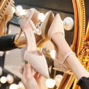 Sapatos de Salto Alto Mulher Sapatos de Festa de Casamento Salto Fino Rimocy Bling Shiny Bombas Femininas Novo Cinta Tornozelo Cristal