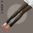 C.New S Mulheres Leggings Inverno Quente Translúcido Sólido Veludo Calças Grossas Femininas Cintura Alta Sexy Meia-calça Elasticidade