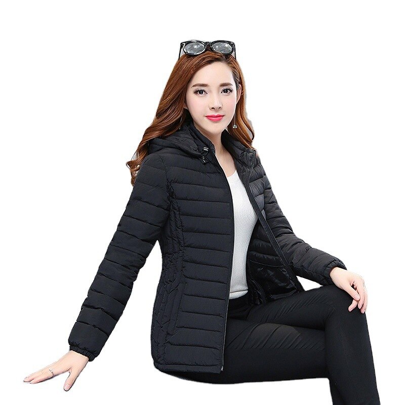 Jaqueta acolchoada de algodão feminina casaco ultraleve novas parkas femininas inverno engrossado magro jaquetas quentes femininas parka com capuz