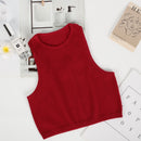 Crop Top Feminino Regata Esportiva Atletica Sem Costura Streetwear Elástico Rib-Malha Sem Manga Colete Yoga Camiseta Elástica Apertada para Academia