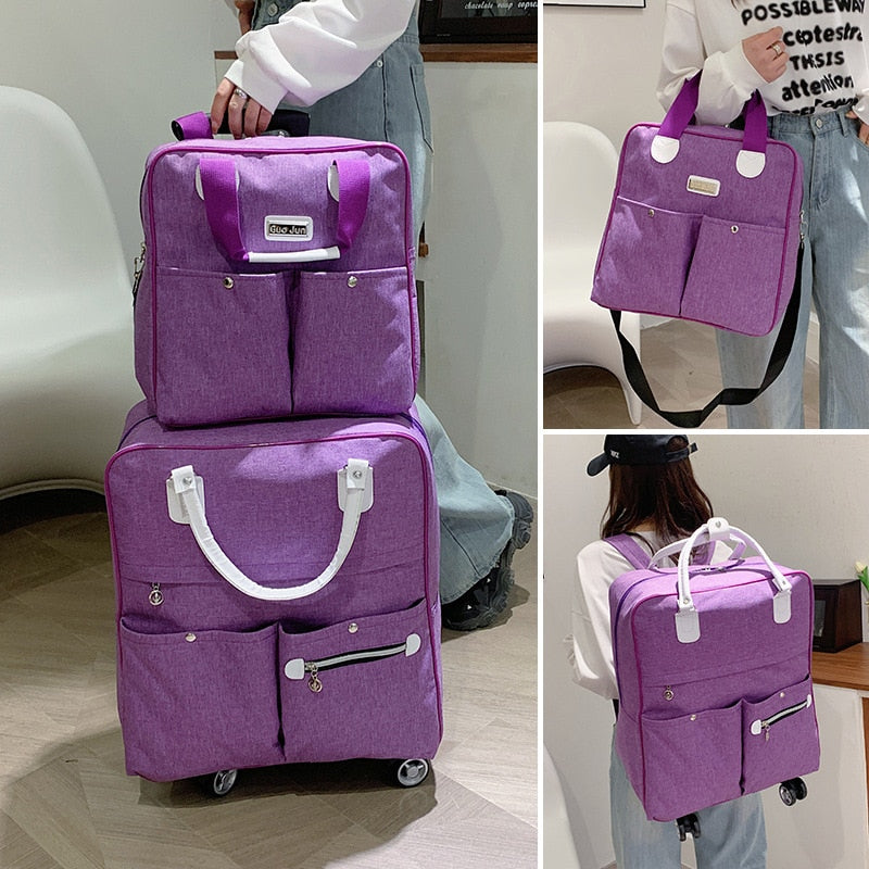 Bolsa com rodas Mochila feminina de viagem com rodinhas para carrinho de viagem Bolsa de embarque de grande capacidade Bolsa de viagem bagagem de viagem bolsa