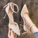 Sapatos de Salto Alto Mulher Sapatos de Festa de Casamento Salto Fino Rimocy Bling Shiny Bombas Femininas Novo Cinta Tornozelo Cristal