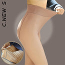 C.New S Mulheres Leggings Inverno Quente Translúcido Sólido Veludo Calças Grossas Femininas Cintura Alta Sexy Meia-calça Elasticidade