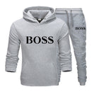 Moda casal estampado agasalho com capuz duas peças/um com capuz casuais ternos masculinos/femininos conjunto de roupas de jogging de cor sólida