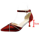 Sapatos Femininos Rimocy Moda Cristal Amarração Cruzada Sapatos Dedo pontiagudo Sapatos de Noiva Mulher Elegante Salto Fino Sapatos de Festa