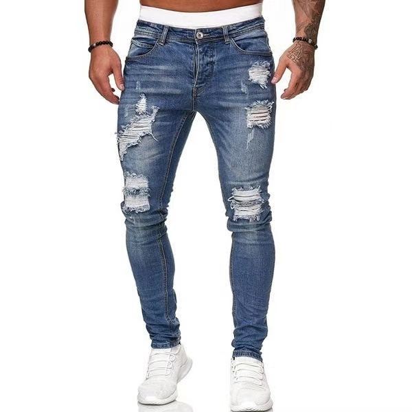 Calças de moletom masculinas Sexy Hole Calças Jeans Casual Verão Outono Masculino Rasgado Calças Skinny Calças Slim Biker Outwears