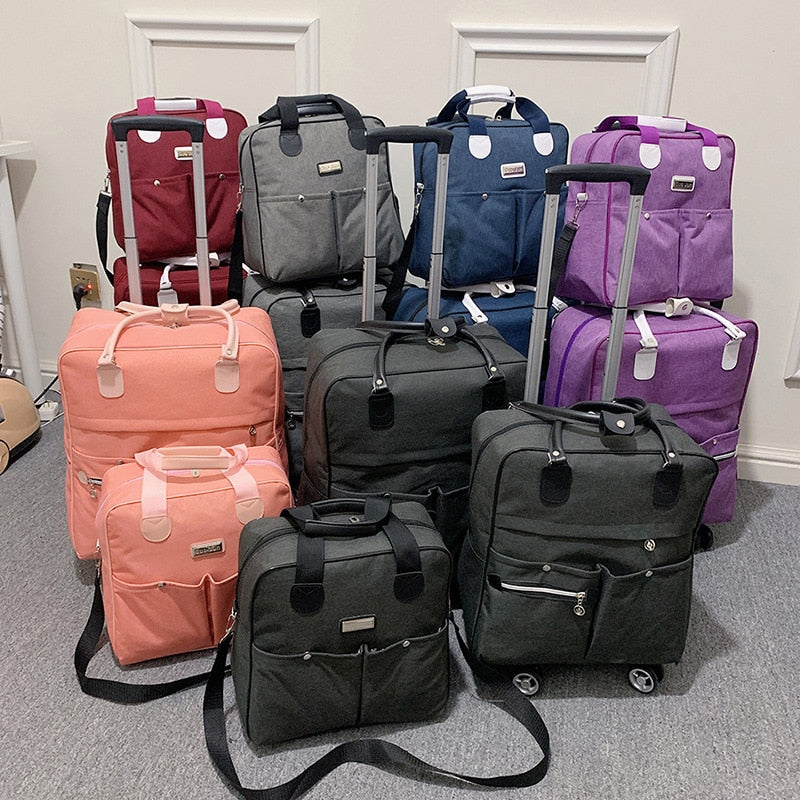 Bolsa com rodas Mochila feminina de viagem com rodinhas para carrinho de viagem Bolsa de embarque de grande capacidade Bolsa de viagem bagagem de viagem bolsa