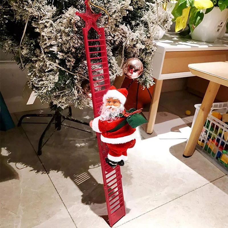 Boneca de Papai Noel escada de escalada elétrica com música infantil lembrancinhas para decoração de árvore de natal feliz natal enfeite de natal