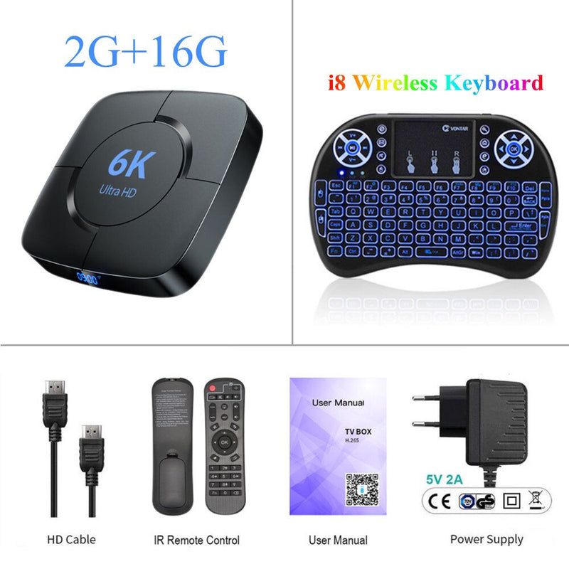 Woopker Android 10.0 Smart TV Box 6K 3D 2.4G e 5G Assistente de Voz Wifi 4GB RAM 32G 64G Set Box com H616 Chipset