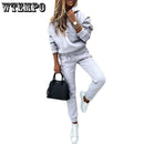 terno feminino pulôver manga longa agasalho outono e inverno conjunto de moletom liso com capuz casual conjuntos de duas peças