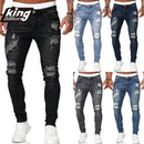 Calças de moletom masculinas Sexy Hole Calças Jeans Casual Verão Outono Masculino Rasgado Calças Skinny Calças Slim Biker Outwears