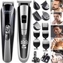 Kemei aparador de cabelo aparador elétrico kit de beleza multifuncional barbeador masculino aparador de barba máquina de corte sem fio visor LCD 5