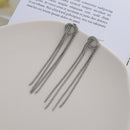 VOQ Prata Brincos Emagrecedores Círculo com Nó para Mulheres Brinco Personalidade com Borla Joias da Moda Coreana