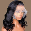 Peruca de Cabelo Humano Peruano Onda Profunda Peruca Frontal Solto Ondulado Perucas de Cabelo Humano Para Mulheres Negras Onda do corpo Curto Bob Peruca 5x1 T Parte