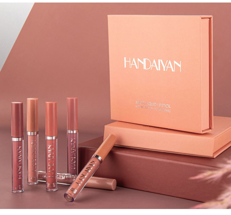 Conjunto de Batom Líquido Ultra Matte Velvet À Prova D' Água Longa Duração Lip Gloss Maquiagem Nude Kit Cosmético