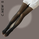 C.New S Mulheres Leggings Inverno Quente Translúcido Sólido Veludo Calças Grossas Femininas Cintura Alta Sexy Meia-calça Elasticidade