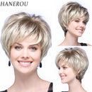 Perucas Sintéticas para Mulheres Brancas Curto Pixie Hair Wig Natural Fibra Resistente ao Calor