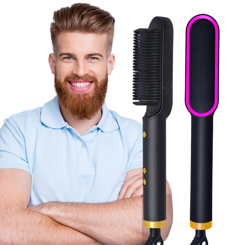 Escova de alisamento de cabelo masculino e feminino alisador de barba multifuncional modelador de cabelo de cerâmica ferro pente de cabelo quente escova de alisamento ferramentas