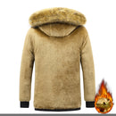 novo casaco masculino de inverno parka de lã forrado grosso quente com capuz gola de pele tamanho masculino 5XL jaqueta de pelúcia outono trabalho outwearing preto