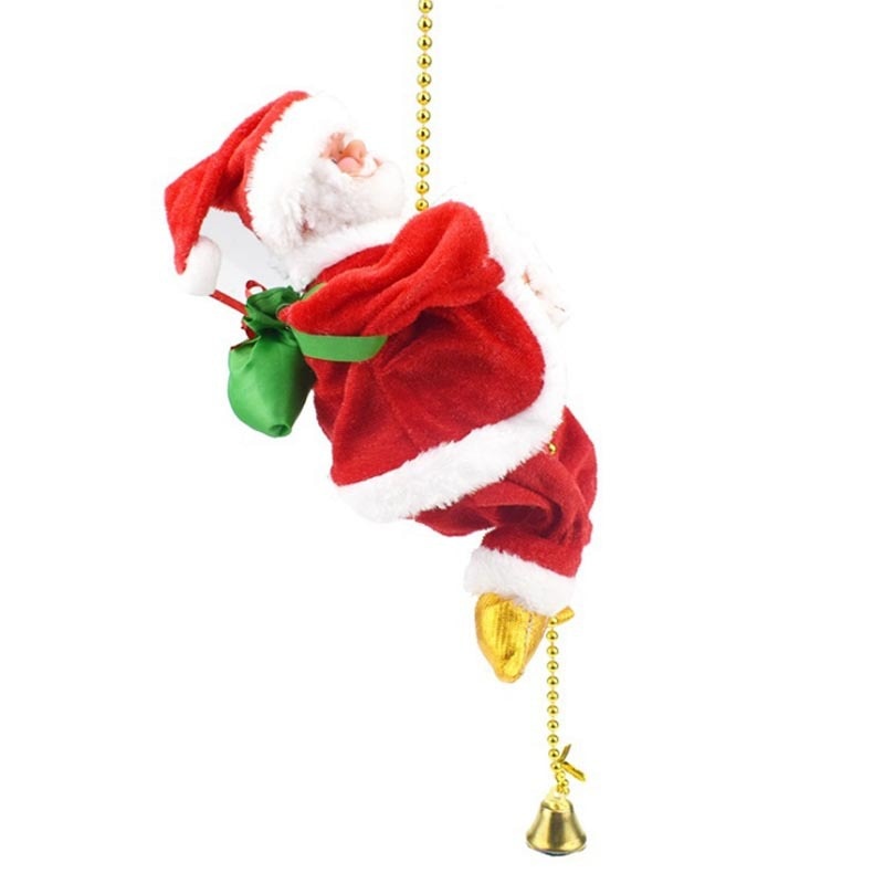 Corda elétrica de escada de escalada de papai noel com música pára-quedismo papai noel brinquedos musicais árvore de natal decoração para casa presentes para menino menina