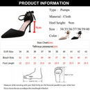 Sapatos de Salto Alto Mulher Sapatos de Festa de Casamento Salto Fino Rimocy Bling Shiny Bombas Femininas Novo Cinta Tornozelo Cristal