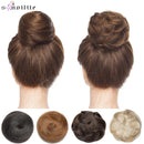 Cabelo coque cacheado ou liso chignon 100% cabelo humano rosquinha peruca marrom loiro touca envoltório em elástico elástico