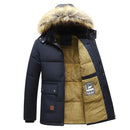 novo casaco masculino de inverno parka de lã forrado grosso quente com capuz gola de pele tamanho masculino 5XL jaqueta de pelúcia outono trabalho outwearing preto