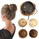 Puxos de cabelo humano Garra com cordão Rabo de cavalo Flexível Pedaços de cabelo updo Donut Chignon Clipe em pãezinhos para casamento e show