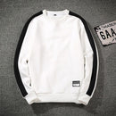 Moletons casuais soltos estilo masculino moda casual patchwork o-neck mangas compridas top blusa moletom com capuz , preto branco sólido masculino