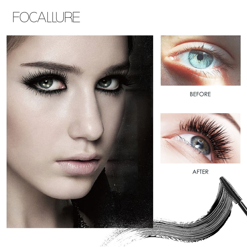 FOCALLURE Curled Lashes Alonging Mascara À prova d'água Longa duração Cílios pretos Extensão de cílios Pincel para cílios Beleza Maquiagem