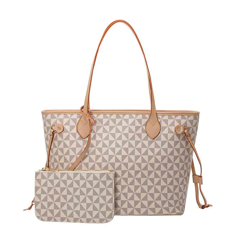 Bolsas de ombro e conjuntos de bolsas para mulheres 2023 nova bolsa de luxo designer de couro grande comprador compras moda bolsas xadrez