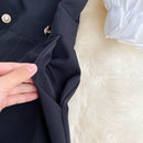 Macacão FTLZZ Novo Verão Irregular Feminino Design Contraste Manga Puff Slim Macacão Shorts Cintura Alta Macacão Perna Larga