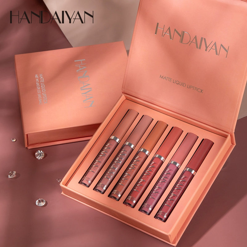 Conjunto de Batom Líquido Ultra Matte Velvet À Prova D' Água Longa Duração Lip Gloss Maquiagem Nude Kit Cosmético