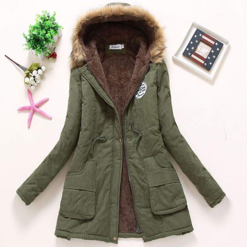 Parkas Longo Grosso Quente Jaqueta de Pele com Capuz Casacos &amp; Casacos jaqueta de inverno feminina parcas para casaco moda feminina