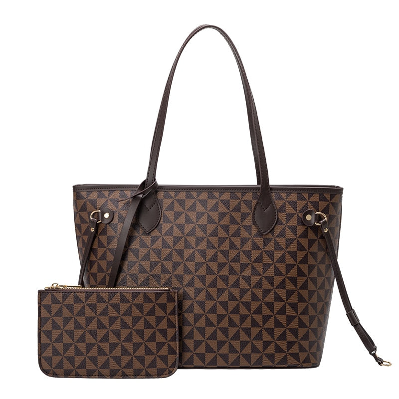 Bolsas de ombro e conjuntos de bolsas para mulheres 2023 nova bolsa de luxo designer de couro grande comprador compras moda bolsas xadrez