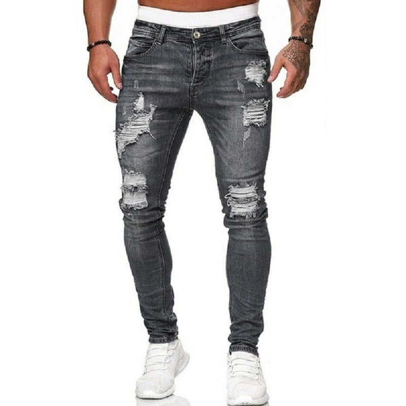 Calças de moletom masculinas Sexy Hole Calças Jeans Casual Verão Outono Masculino Rasgado Calças Skinny Calças Slim Biker Outwears